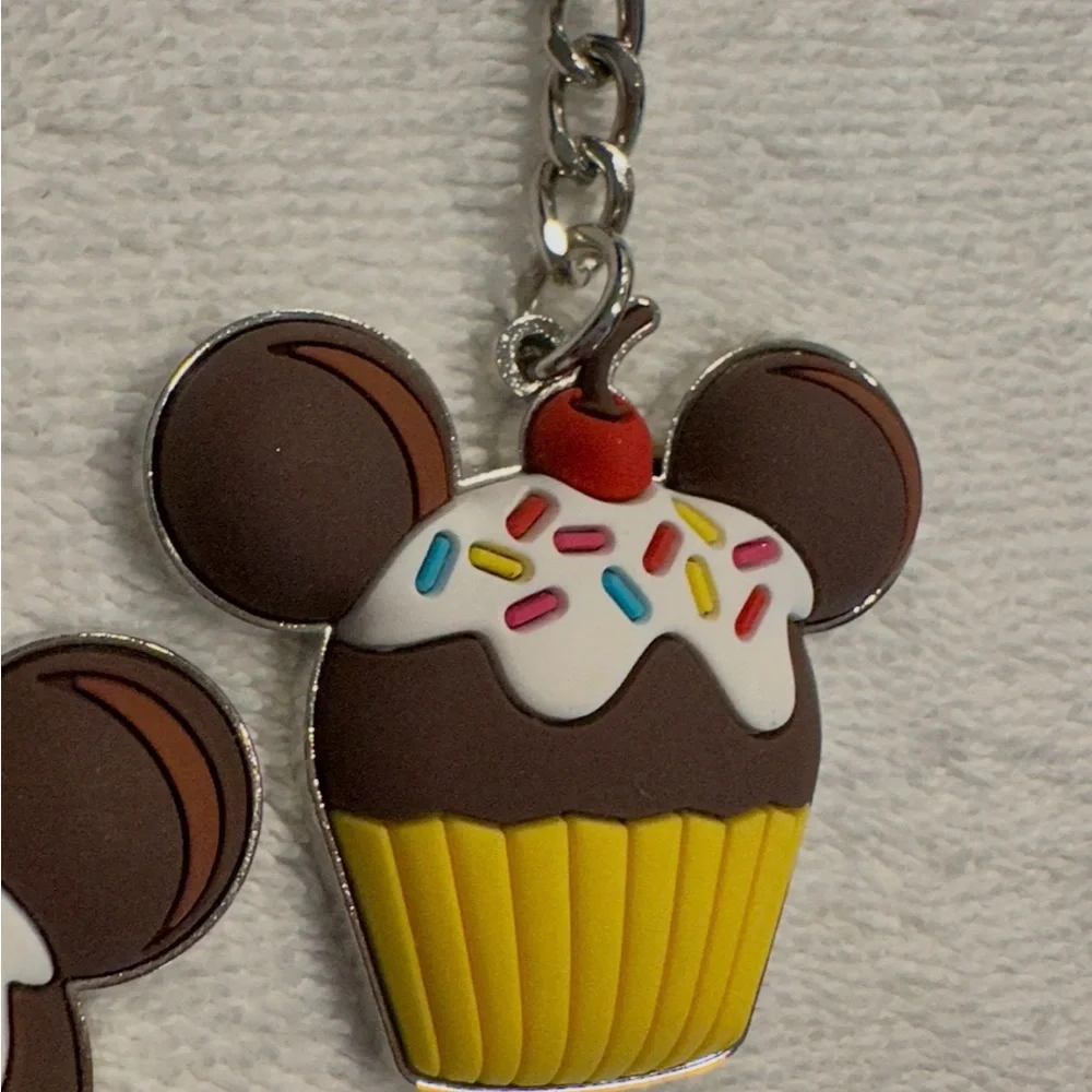 Disney Mickey Mouse Cupcake Keychains NWOT (Set of 4)